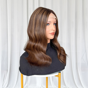 Topper en dentelle 8x10'' avec base ondulée en cheveux humains, reflets foncés, dos tissé, pour perte de cheveux, mini perruque en dentelle, en stock, livraison rapide - Product Image 4