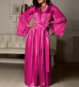 Оптовая продажа с фабрики, прямые продажи, Европейское и американское сексуальное нижнее белье, женская сексуальная Шелковая пижама большого размера, женский халат