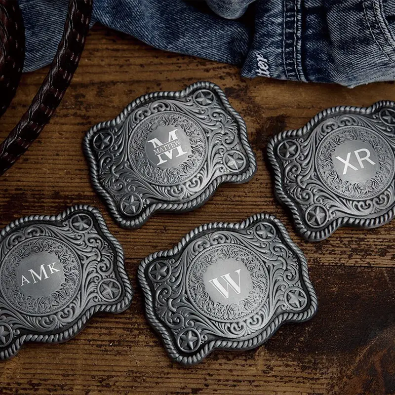 All'ingrosso Custom Western Cowboy ottone 35Mm fibbie per cinture Logo personalizzato in metallo per gli uomini produttori