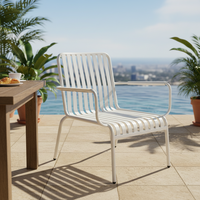 Fauteuil de jardin en aluminium blanc avec lattes, pour terrasse, jardin, cour, sièges de détente