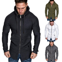 Jaket Hoodie Pria, Mantel Berkerudung Kasual Sweater Ritsleting Mode Pakaian Luar Pria Musim Semi