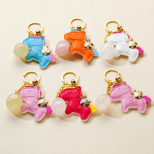 Porte-clés en gros : Artisanat en cristal, <span class=keywords><strong>pierre</strong></span> naturelle roulée, porte-clés cheval, charme de sac Reiki de guérison, pendentif clé - Product Image 3