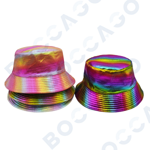 Chapeau Bob Métallique Holographique Arc-en-ciel Brillant Iridescent Couleur Laser Unisexe pour Festival, Soirée Rave et Protection Solaire - Product Image 1
