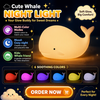 Lampe de nuit pour enfants, lumière de nuit en silicone souple pour bébé, rechargeable par USB, lumière LED portable en forme d'animal pour la chambre des enfants, chevet, cadeau de Noël