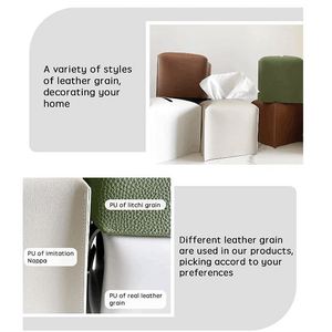 Customized High-quality Square PU Leather <b>Tissue</b> Box Cover Foldable Napkin Holder 5x5x5inch Modern Car Office - Product Image 3