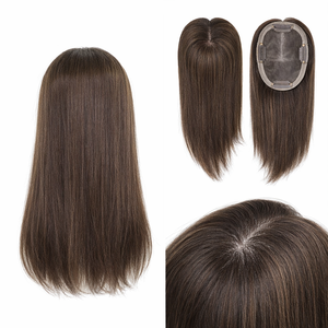 Clip de <span class=keywords><strong>cheveux</strong></span> pour femmes à base de dentelle invisible dans la couronne effet naturel du cuir chevelu morceau de <span class=keywords><strong>cheveux</strong></span> bruns - Product Image 1