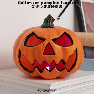 Lámpara de Calabaza Luminosa de <span class=keywords><strong>10</strong></span> Pulgadas, Estilo Americano de Halloween, Novedad Transfronteriza, Adornos de Calabaza con Mueca para Centros Comerciales y Jardines - Product Image 3