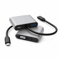 USB C Bağlantı İstasyonu 4'ü 1 Arada HDTV 4K30Hz VGA 1080 60Hz Çift Ekran PD100W 85W USB 3.0 5Gbps Alüminyum Dizüstü Bilgisayar Telefon TV için