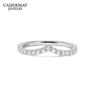 V Shape Diamond Ring S925 Silver White Women's Minimalist Everyday Wear Jewelry - Product Image 3