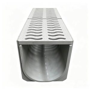 Canal de Drenaje Ovalado de Plástico Gris con Rejilla Ondulada para Sistema de Drenaje - Product Image 1