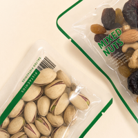 Transparante 3-zijdig gesealde staande plastic zak voor voedselverpakkingen, geschikt voor noten, pistache, gedroogd fruit, snacks, met aangepaste opdruk