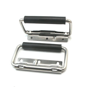 Stainless Steel 304 Rectangle Handle With Rubber Sleeve <b>Spring</b> Surface Mounted Folding Cabinet <b>Door</b> Handle Industrial Design - Product Image 2
