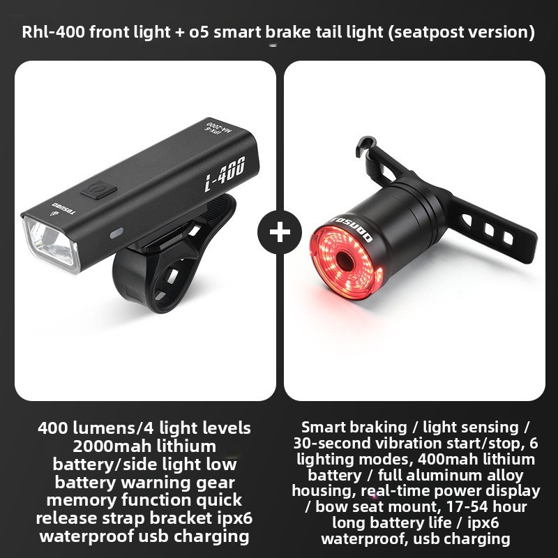 Éclairage avant Rh-400, éclairage arrière q5, support de tige de selle