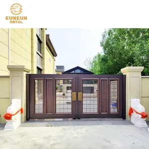 Fornitore Design moderno decorativo esterno ingresso anteriore principale porta di sicurezza porte d'ingresso a bilico anteriore in metallo residenziale