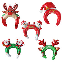 Bandeau De Noël Feuille Ballon Gonflable Bandeaux Père Noël Bonhomme De Neige Ballon Cheveux Cerceau Cadeau Boîte Décoration De Fête De Noël