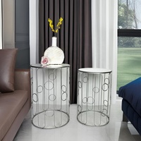 Ensemble de 2 tables basses en métal doré, style américain, écologique, luxe, décoration moderne pour la maison, meubles de salon, vente en gros