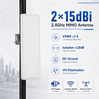Antena de Panel Direccional MIMO de 2.4GHz 2x15dBi para Exteriores, Antena de Puente Inalámbrico WLAN