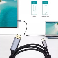 Câble USB-C vers DisplayPort de haute qualité 8K 60Hz, tressé en nylon, pour ordinateur portable, PC, TV