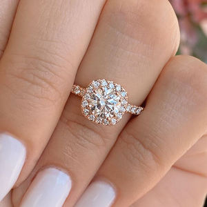 2.0 Carat 7*7Mm Wit Kussen Cut <span class=keywords><strong>Moissanite</strong></span> Met 18 <span class=keywords><strong>K</strong></span> Rose <span class=keywords><strong>Gold</strong></span> Engagement Ring Voor Vrouwen <span class=keywords><strong>Moissanite</strong></span> diamanten Ringen - Product Image 2