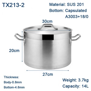 Marmite de cuisson commerciale en acier inoxydable <span class=keywords><strong>grande</strong></span> <span class=keywords><strong>capacité</strong></span>, à induction, avec couvercle, pour soupes et bouillons - Product Image 5