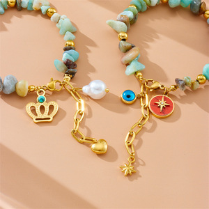 Fashion Charm Bracelet Natural Stone Beaded Zinc Alloy Women's Jewelry Gift Autumn Winter New Arrival - Product Image 2