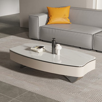 Lumière luxe Simple salon nouvelle Table basse à panneaux de roche meuble TV Table basse ovale nordique combinaison de meuble TV