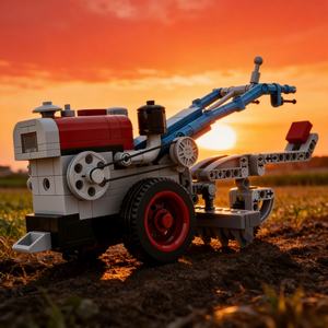 Tracteur rétro à main, blocs de construction pour enfants, modèle de véhicule agricole, moissonneuse-batteuse, plastique ABS, construction - Product Image 3