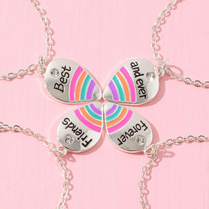 4명의 베스트 프렌드를 위한 분리 가능한 에나멜 나비 모양 영원한 우정 목걸이, 어린이 소녀 선물용 BFF 펜던트 목걸이 - Product Image 1