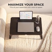 BUYIFY Table de lit pliable et durable de 23,4 po avec plateau porte-gobelet noir