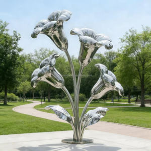 Esculturas Personalizadas de Flor de <span class=keywords><strong>Trompeta</strong></span>/Gloria de la Mañana en Acero Inoxidable, Decoración de Paisajes Exteriores, Adornos con Impresión Digital y Fundición - Product Image 1