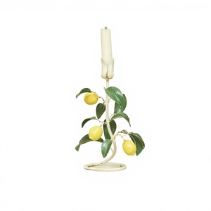 Candelabro de Hierro Resistente con Forma de Árbol de Limón y Hojas Verdes para Decoración de Mesa en Hogar, Bodas y Reuniones Familiares - Product Image 1