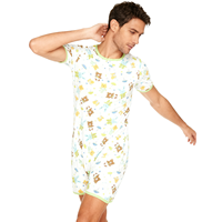 Combinaison Teddy en coton pour adulte avec jambes courtes, barboteuse ABDL pour homme à manches courtes et boutons-pression à l'entrejambe