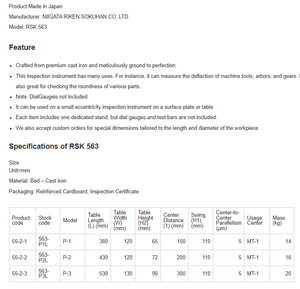 Nouveau testeur d'excentricité japonais RSK importé, modèle 563-P2L - Product Image 2