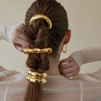 Bandes élastiques pour cheveux en acier inoxydable européen et américain en or 18 carats Attaches à cheveux en arc semi-circulaire en acier inoxydable pour femmes