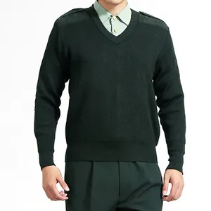 Uniformes oficial suéter de malha superior decote v/uniforme de pescoço redondo com padrão de cabo