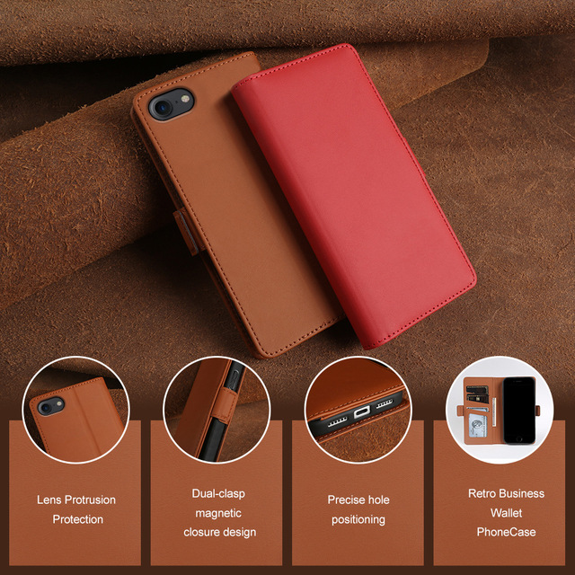 Flip Leather Wallet Phone Case for iPhone Kickstand Card Slots Magnetic Closure Shockproof Protective Cover Skin Feel PU Leather