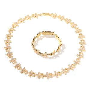 HipHopスタイリッシュなネックレスAnkhクリスチャンクロス型リンクチェーンシルバーゴールドトーンラッパージュエリーアイスアウト女性男性ブリンブレース - Product Image 2