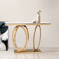 Meubles de salon modernes de luxe, table console de conception O, table de couloir en acier inoxydable doré pour la maison, l'hôtel