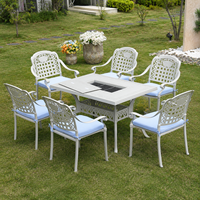 Fauteuil de jardin vintage européen blanc en aluminium moulé creux, durable et résistant aux intempéries, pour extérieur, villa, balcon, hôtel