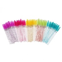 Brosse de mascara de haute qualité paillettes noir jaune rose bleu couleur baguettes de cils brosse à cils jetable