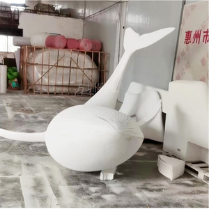 Sculpture murale en résine de baleine blanche, décoration artistique extérieure, design contemporain, grande taille, emballage en une seule pièce - Product Image 3