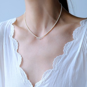 สร้อยคอแฟชั่นทรงเรขาคณิตประดับมุกเทียมขนาด 2.5 มม. ชุบทองบนสแตนเลส สำหรับผู้หญิง - Product Image 3