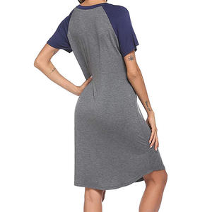 Vêtements de nuit de maternité à manches courtes et col rond, confortables et élastiques pour femmes enceintes, pour l'allaitement - Product Image 5