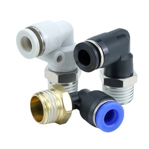 Connecteur rapide pneumatique Apocalypse, coudé en L à 90 degrés, en plastique et cuivre, PL8-02 10-03mm - Product Image 1