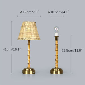 2700K Wiederaufladbare Tischlampe aus Natürlichen Materialien wie Bambus und Rattan mit Austauschbarem Lampenschirm, Kabellose Restaurant-Tischleuchte - Product Image 5