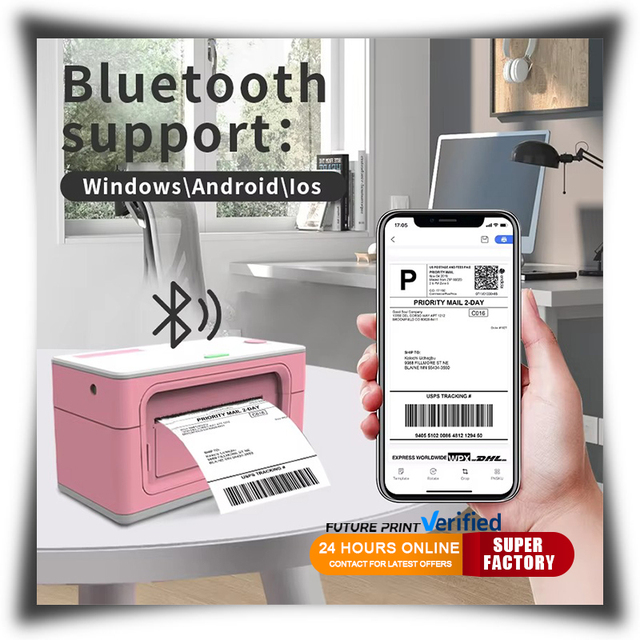 Receipt Label Sticker Desktop Barcode Thermal Printer Wi-Fi Thermal Label Printer AirPrint Wireless Shipping Label Printer