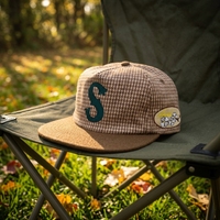 Casquette de baseball en laine australienne Melton à 5 panneaux non structurée, style Dad Hat, avec visière plate, logo brodé personnalisé et sangle arrière en cuir