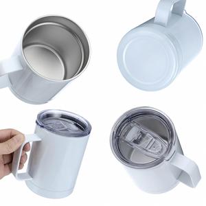 10oz Simple Vacuum Insulated Custom Business Gift Cup with Handle - Office Grade Stainless Steel Mug with Handle - Product Image 6