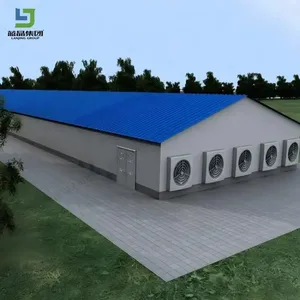 Structure <span class=keywords><strong>de</strong></span> portique préfabriquée à faible coût en acier H soudé, norme ASTM, pour hangar avicole et ferme <span class=keywords><strong>de</strong></span> poulets avec porte électrique à enroulement - Product Image 1