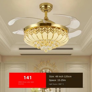 Ventilateur de plafond professionnel invisible en cristal personnalisé avec lampe de ventilateur lumineux avec télécommande - Product Image 4